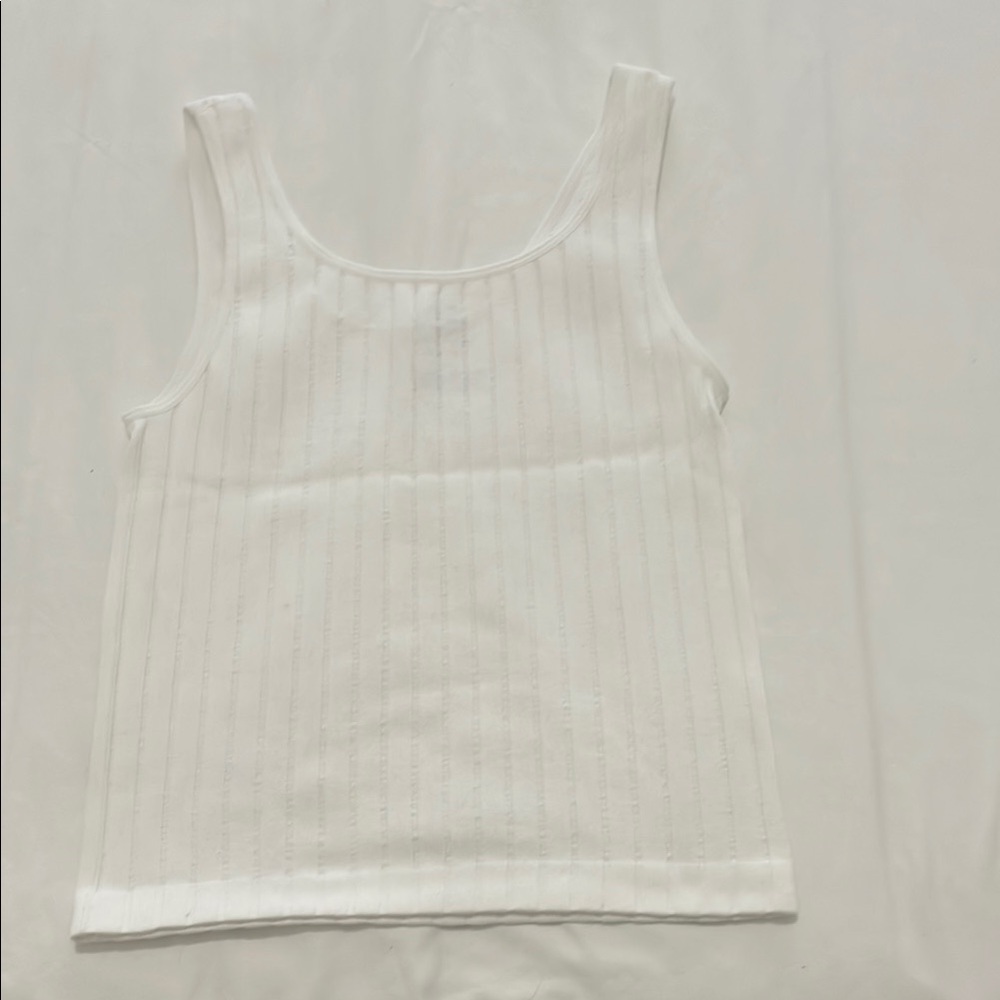 White Ribbed Tank Top - Picture 2 of 2